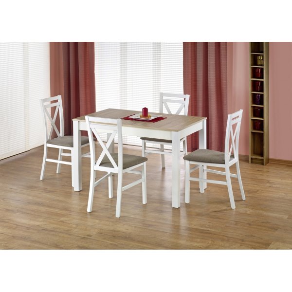 Table à manger Adélé 118-158 cm - Blanc/chêne Table à manger Adélé 118-158 cm - Blanc/chêne