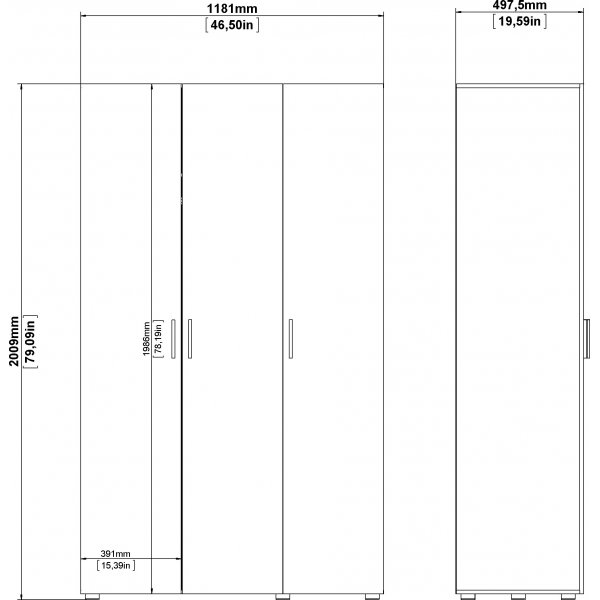 Pepe garderob med 3 dörrar - Gräddvit Pepe garderob med 3 dörrar - Gräddvit