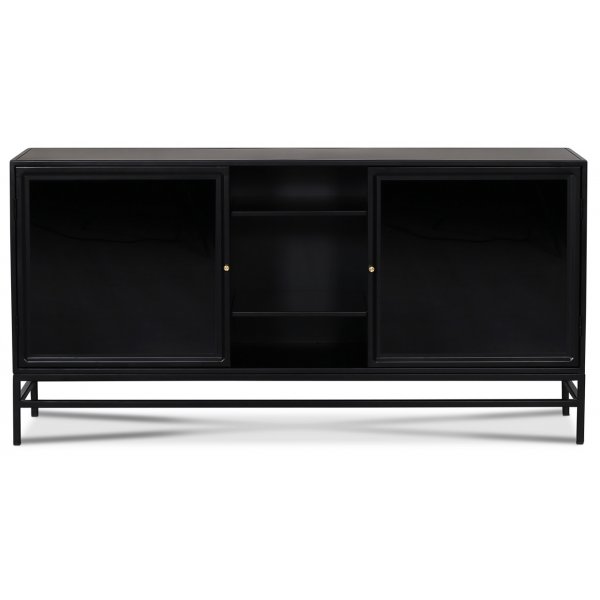 Revel sideboard 160 cm - Svart / Mrktonat glas