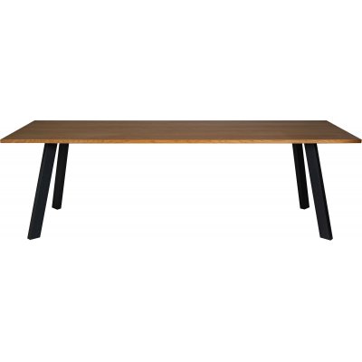 Freddy långt matbord för 10 personer i oljad ek med svarta metallben - 240x90 cm