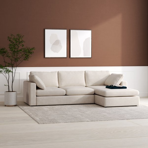 Moby beige divansoffa 296 cm - soffa med vndbar divan