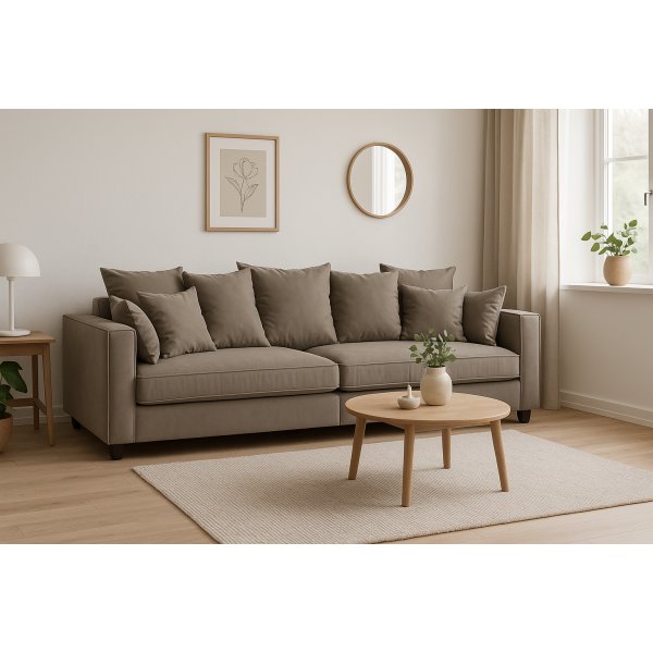 Soffa Brandy lounge 210 cm - Gråbeige sammet Soffa Brandy lounge 210 cm - Gråbeige sammet