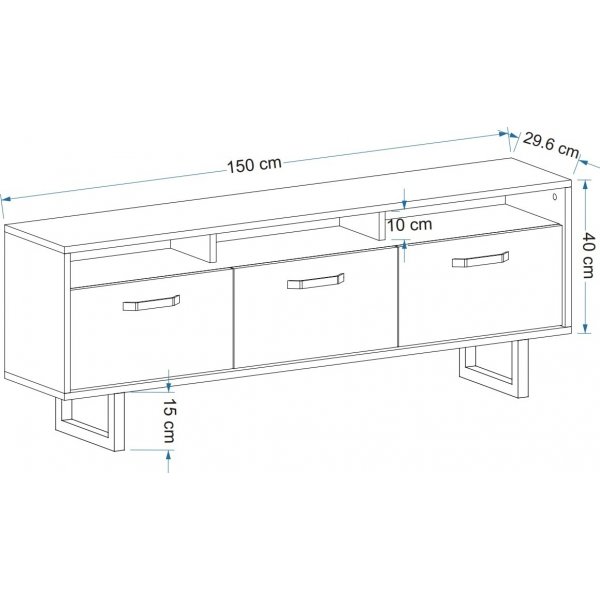 Lea TV-bnk - Vit/antracit/ek