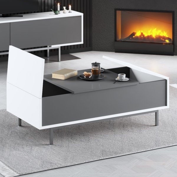 Table basse Force - Anthracite/blanc/argent Table basse Force - Anthracite/blanc/argent