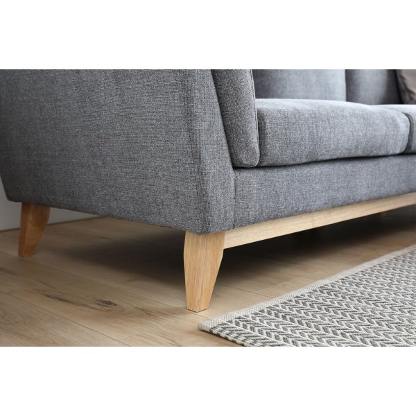 Soffa med divan grått tyg - 260 cm bred + Fläckborttagare för möbler Soffa med divan grått tyg - 260 cm bred + Fläckborttagare för möbler