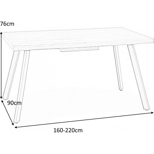 Table  manger extensible Gladwyn avec papillon 160-220 x 90 cm - Noyer/noir