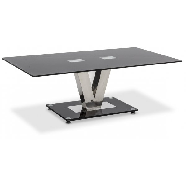 Briljant soffbord 119,5 x 64,5 cm - Krom / Svart glas