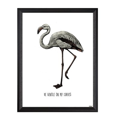 Tavla flamingo - Svart ram