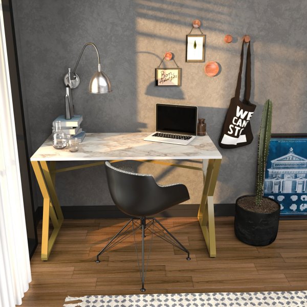 Bureau Gyza 120 x 60 cm - Blanc/or Bureau Gyza 120 x 60 cm - Blanc/or