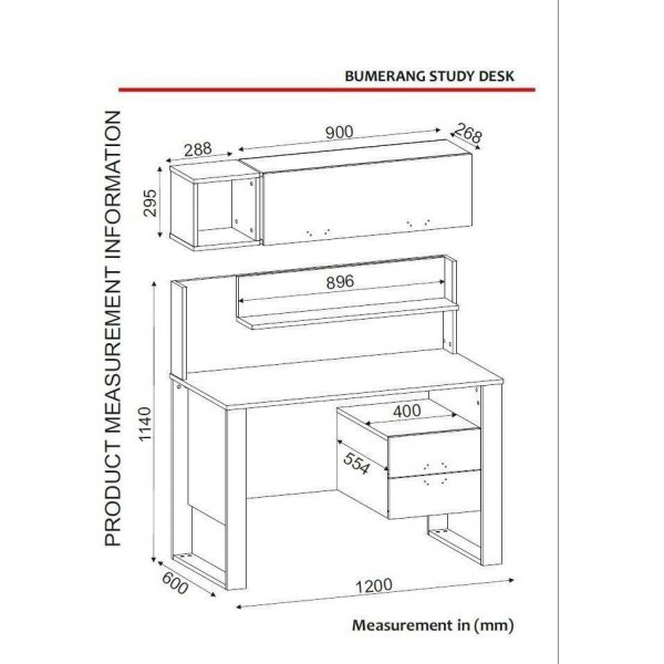 Bumerang skrivbord 120x60 cm - Valnöt/antracit Bumerang skrivbord 120x60 cm - Valnöt/antracit