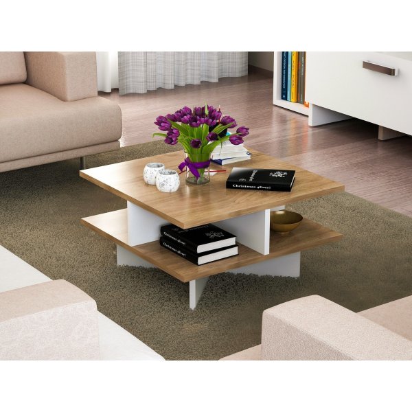 Hamton soffbord 60 x 60 cm - Valnt/vit
