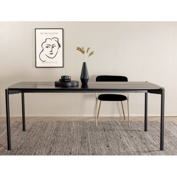 Pelle matbord i svartbetsad ek - 190x90 cm