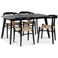 Sunda matgrupp: Oliver matbord HPL + 4 st Berit matstolar svart / repsits Sunda matgrupp: Oliver matbord HPL + 4 st Berit matstolar svart / repsits