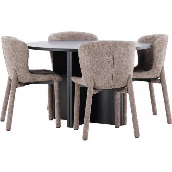 Matbord Strada med 4 st Astoria stolar - Brun/svart + 3.00 x Möbeltassar Matbord Strada med 4 st Astoria stolar - Brun/svart + 3.00 x Möbeltassar