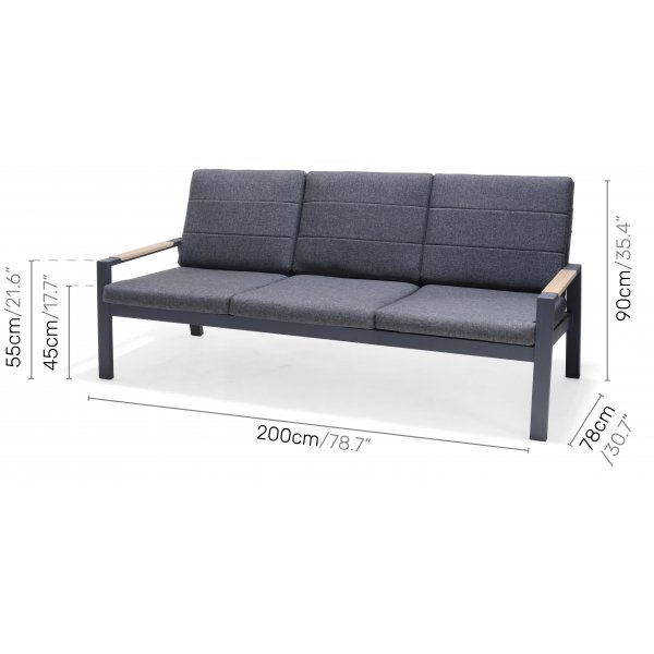 Panama Soffgrupp med bord (3+1+1+bord) - Svart / Trä look Panama Soffgrupp med bord (3+1+1+bord) - Svart / Trä look