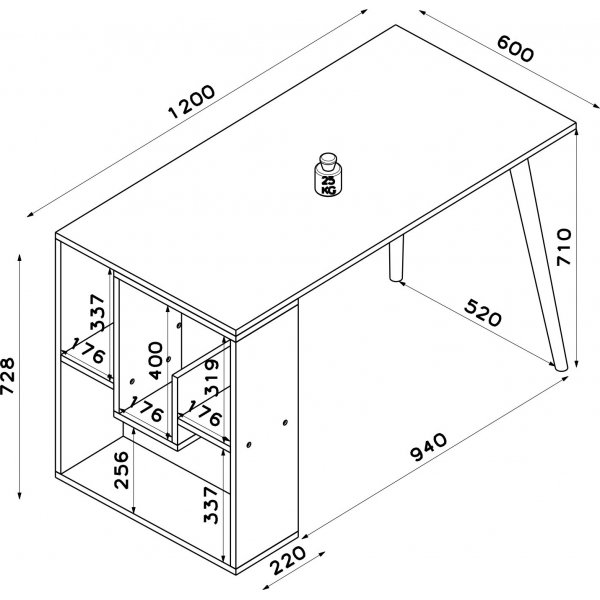 Sally skrivbord 120x60 cm - Vit/ek Sally skrivbord 120x60 cm - Vit/ek