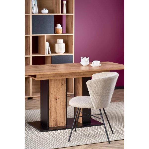 Table  manger Weber 125-170 cm - Chne Wotan/noir