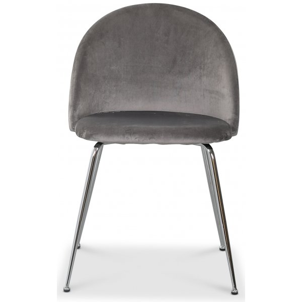 Chaise velours Giovani - Gris clair / Chrome + Pieds de meubles Chaise velours Giovani - Gris clair / Chrome + Pieds de meubles