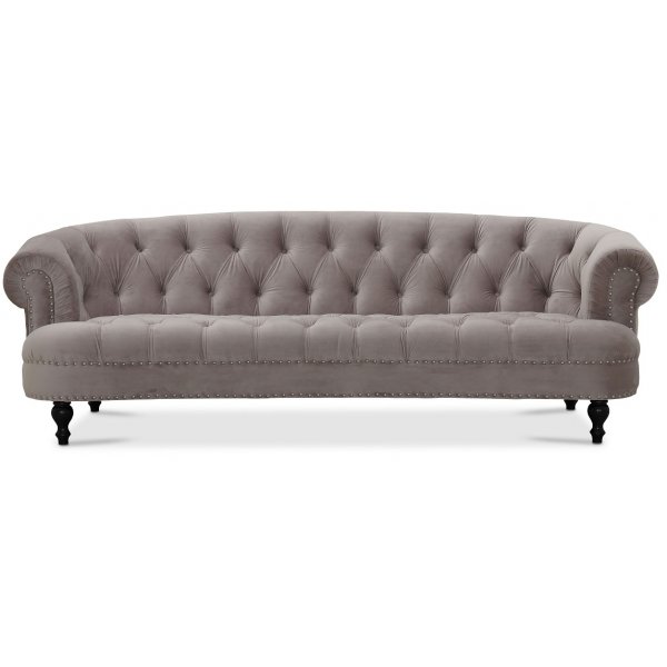 Chesterfield Oxford 3-sits svngd soffa - Ljusgr sammet