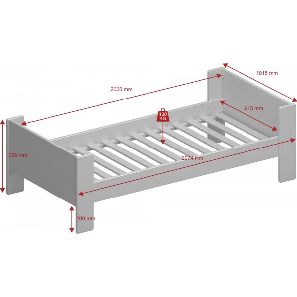 Voor kinderen eenpersoonsbed 90 x 200 cm - Zuiver wit