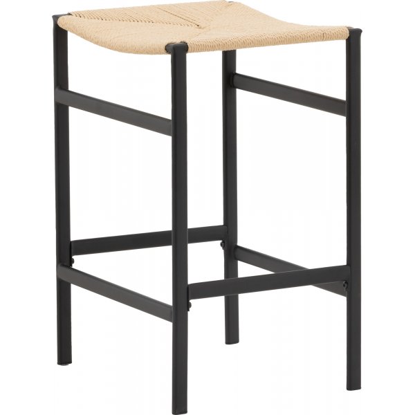 Tabouret de bar Polly - Noir/rotin