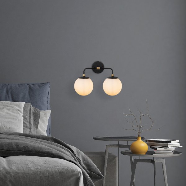 Hoorn wandlamp 12212 - Zwart/wit