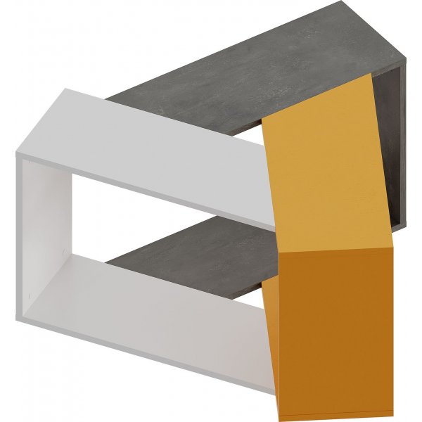 Trine soffbord 100 x 98 cm - Vit/gr/senapsgul
