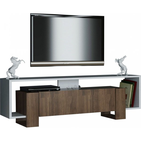 Mery TV-bänk - Vit/valnöt Mery TV-bänk - Vit/valnöt