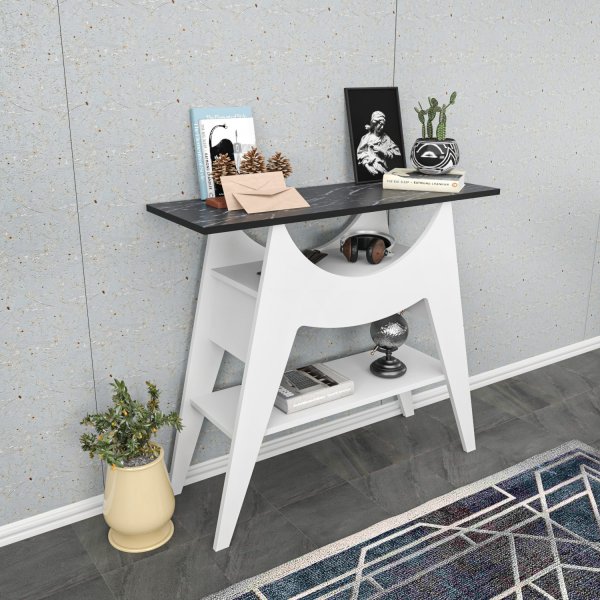 Ese avlastnigsbord 100 x 35 cm - Vit/svart Ese avlastnigsbord 100 x 35 cm - Vit/svart