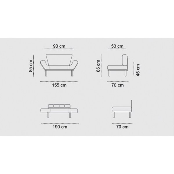 Canap-lit 2 places Nitta - Gris