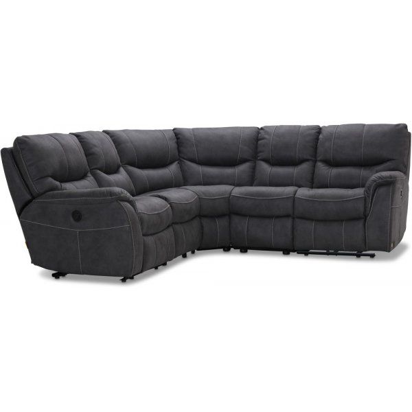 Rom elektrisk reclinerhrnsoffa - Gr tyg