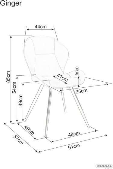 Chaise de salle à manger Ginger - Velours gris Chaise de salle à manger Ginger - Velours gris