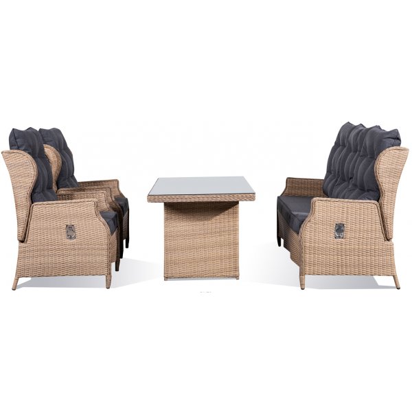 Brisbane utemöbelgrupp 3+1+1 recliner med bord - Natur (konstrotting) Brisbane utemöbelgrupp 3+1+1 recliner med bord - Natur (konstrotting)