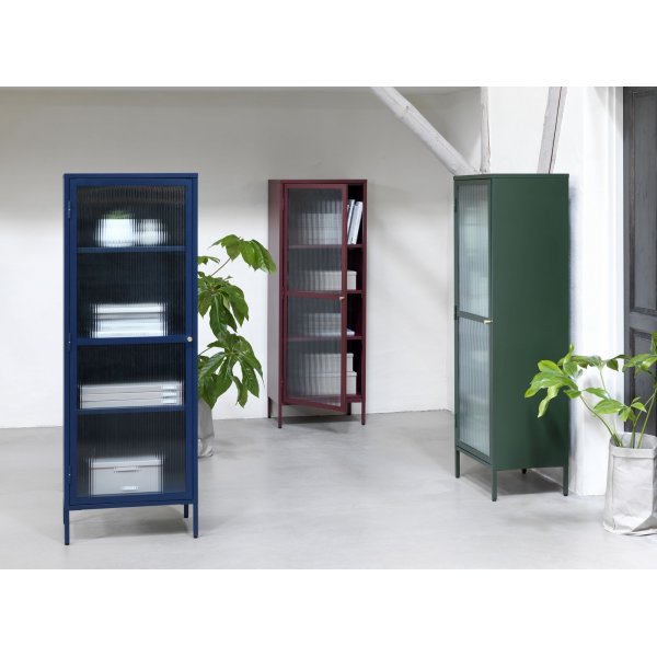 Armoire métal bleu foncé Dobb avec porte vitrée H160 cm Armoire métal bleu foncé Dobb avec porte vitrée H160 cm