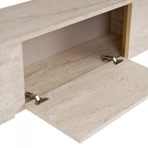 TV-b�nk Orost 180 cm - Travertin/guld