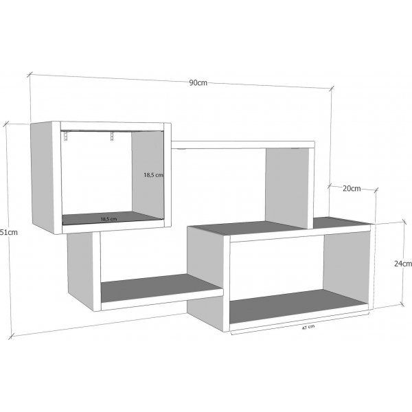 Ejder wandplank - Walnoot/wit Ejder wandplank - Walnoot/wit