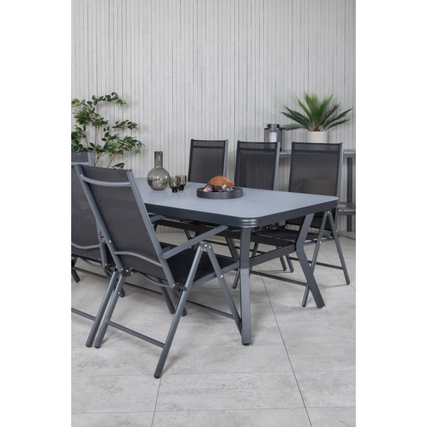 Groupe repas extérieur Virya avec 6 chaises Break - Noir/Gris Groupe repas extérieur Virya avec 6 chaises Break - Noir/Gris