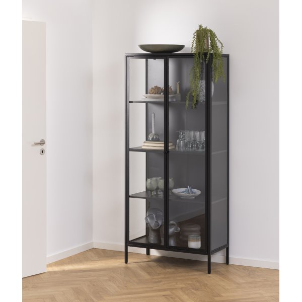 Newcastle vitrinekast 180 cm - Zwart