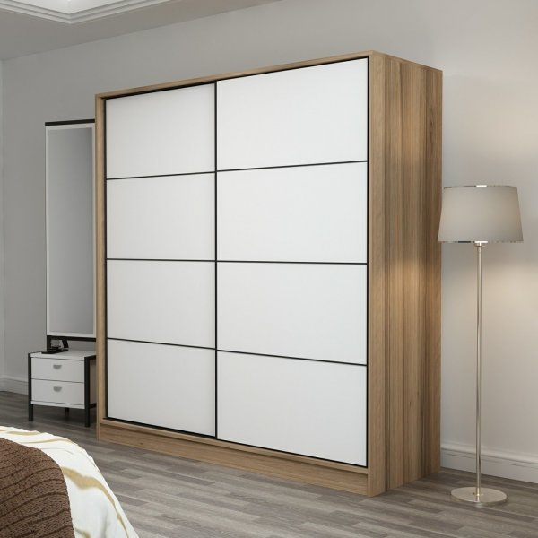 Armoire Kapusta 220x52x210 cm, variante A - Marron/blanc Armoire Kapusta 220x52x210 cm, variante A - Marron/blanc