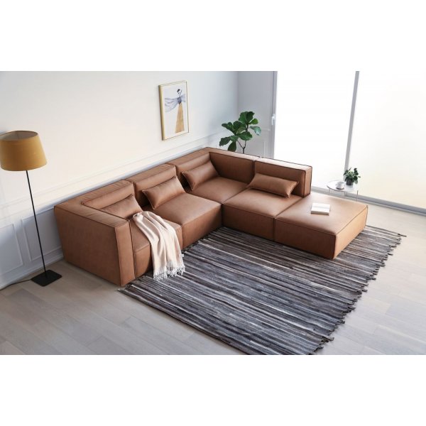 Nees modulsoffa i cognac (sammet) combo 2