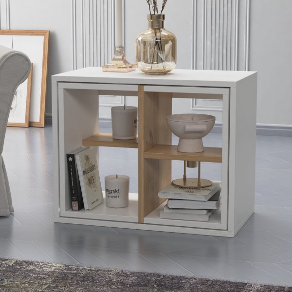 Bizayni satsbord 62x34 | 27x32 | 27x32 cm - Vit/ek