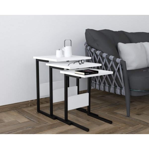 Table Sali 32/36/40 x 32/36/40 cm - Noir/blanc