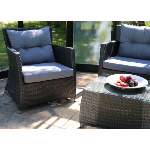 Ballingslöv utegrupp: soffa, fåtöljer och bord - Antracit konstrotting Ballingslöv utegrupp: soffa, fåtöljer och bord - Antracit konstrotting