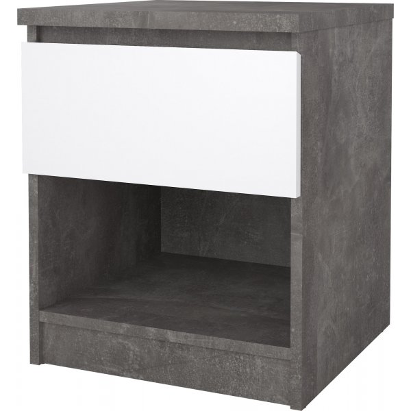 Table de chevet Naia 1 - Béton/blanc Table de chevet Naia 1 - Béton/blanc