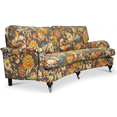 Savoy 3-sits svängd soffa med blommigt tyg - Havanna Brun