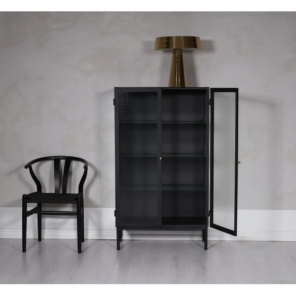 Revel vitrinskp Svart med Kristallglas