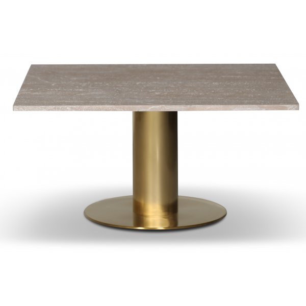 Paus salontafel - Mat messing / Licht Travertijn 90x90 cm