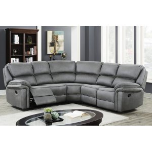 Hörnsoffa recliner grå microfiber + Textilskydd för möbler Hörnsoffa recliner grå microfiber + Textilskydd för möbler