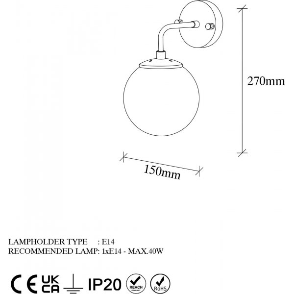 Hoorn wandlamp 12216 - Goud