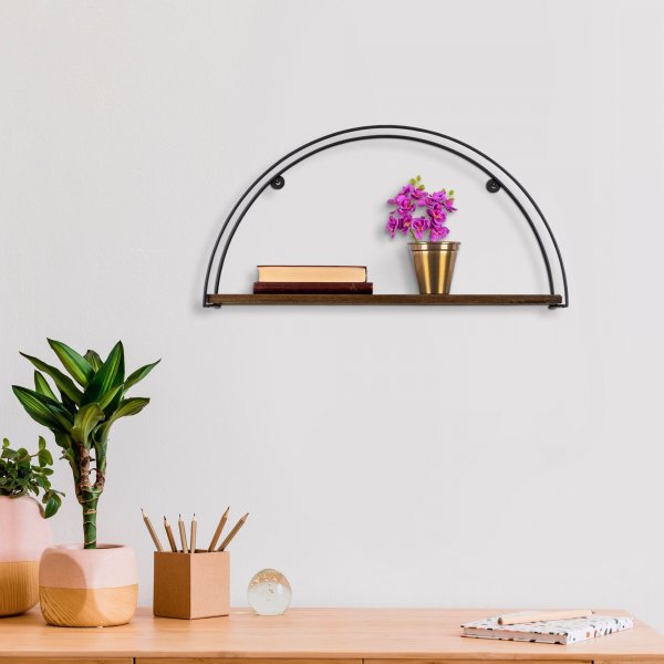 Indicum wandplank - Zwart/walnoot